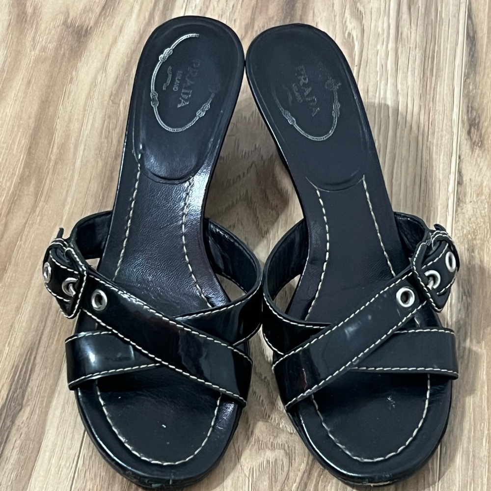 Prada Black Mules with Criss-Cross Straps Vintage